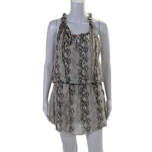 Sofia Womens Animal Print Elastic Waist Round Neck Sleeveless Dress Beige Size S